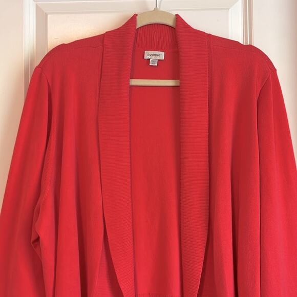Avenue 3/4 Sleeve Open Front Coral Color Cardigan Seeater - Picture 2 of 11